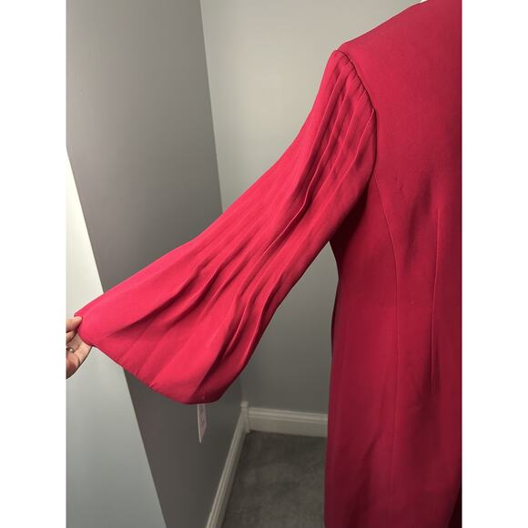 NWT Teri Jon by Rickie Freeman Women's Pink Pleated Sleeve Sheath Dress SZ 14 - Picture 8 of 8